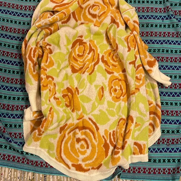 ✨BNWT🌸 Free People BL🌸🌸M Cardigan orange lime combo SOLD OUT! XS OVERSIZED - Picture 4 of 11